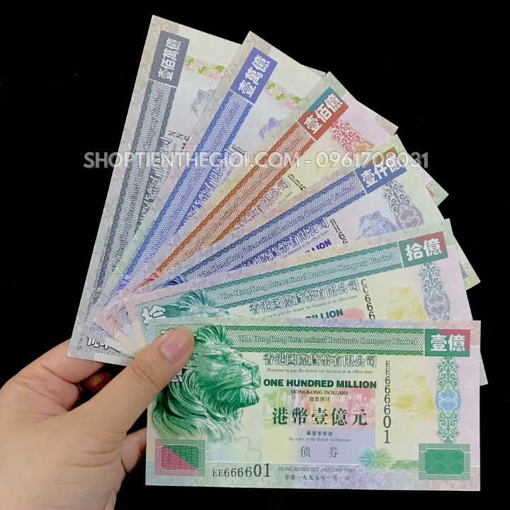 Bộ 6 tờ Lưu Niệm HongKong Mệnh Giá Khủng